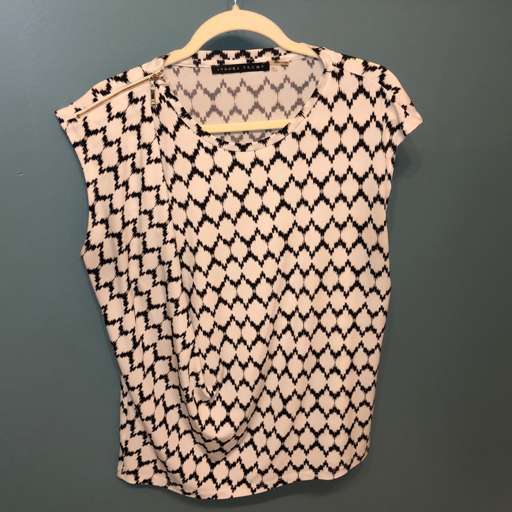 Ivanka Trump Blouse with Gold Zipper Accent Size L